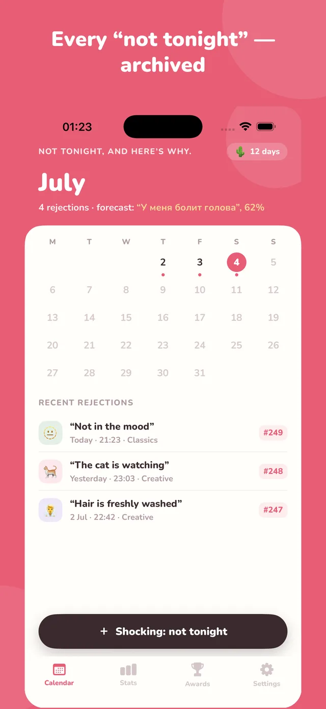 The rejection calendar