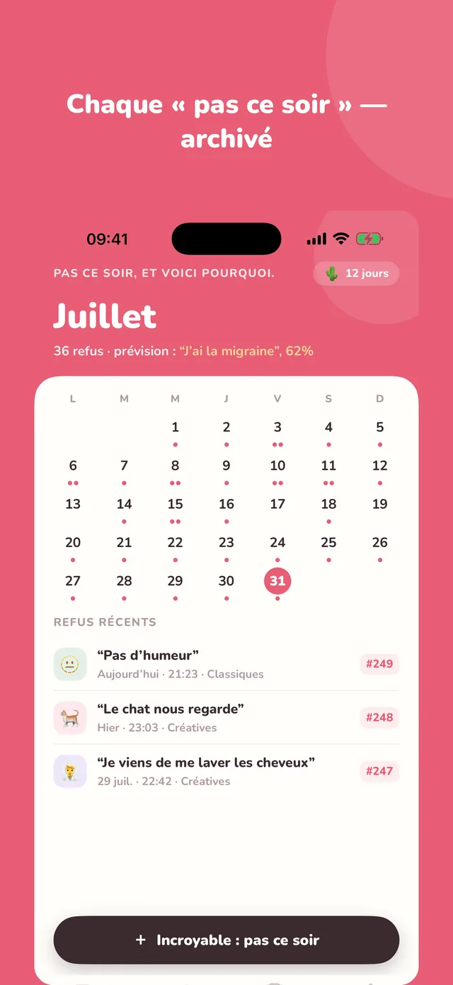 Le calendrier des refus