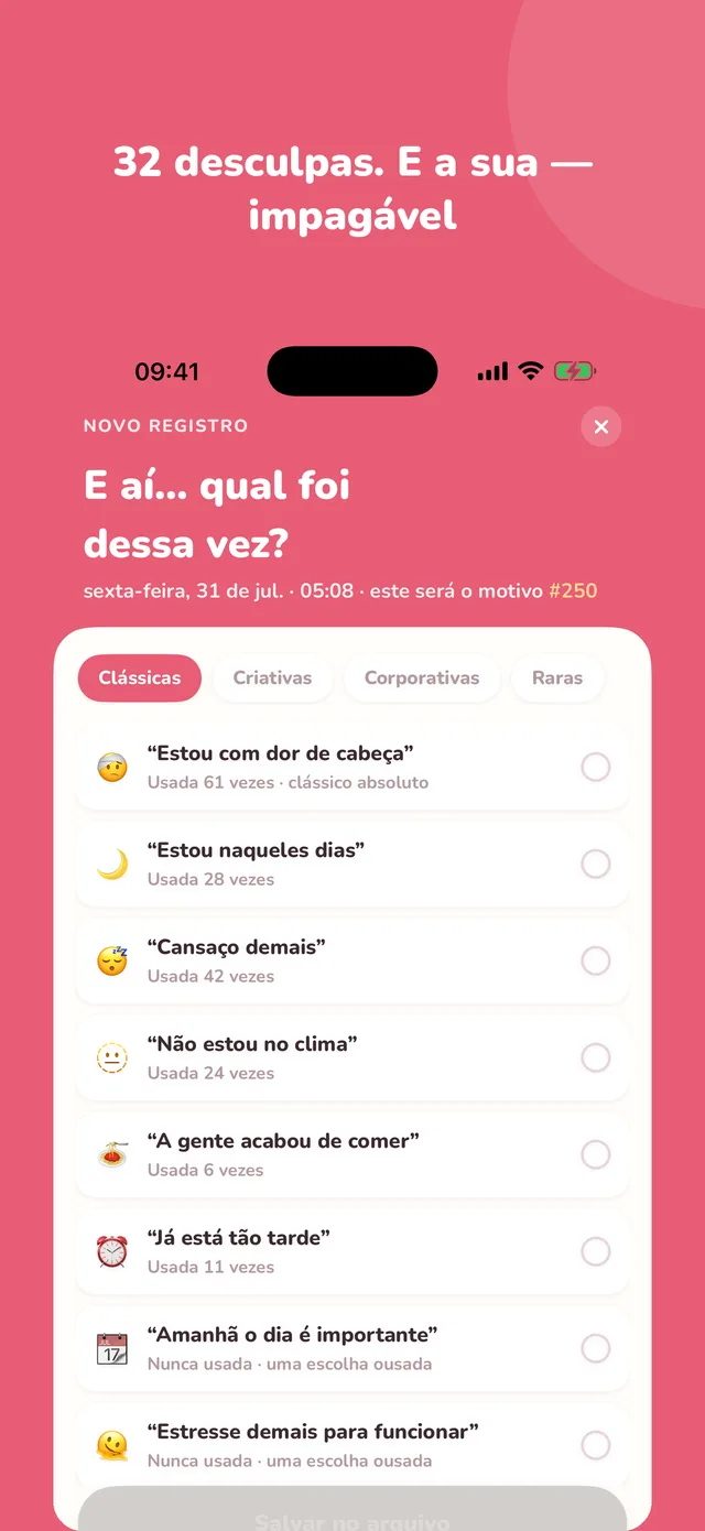 32 desculpas